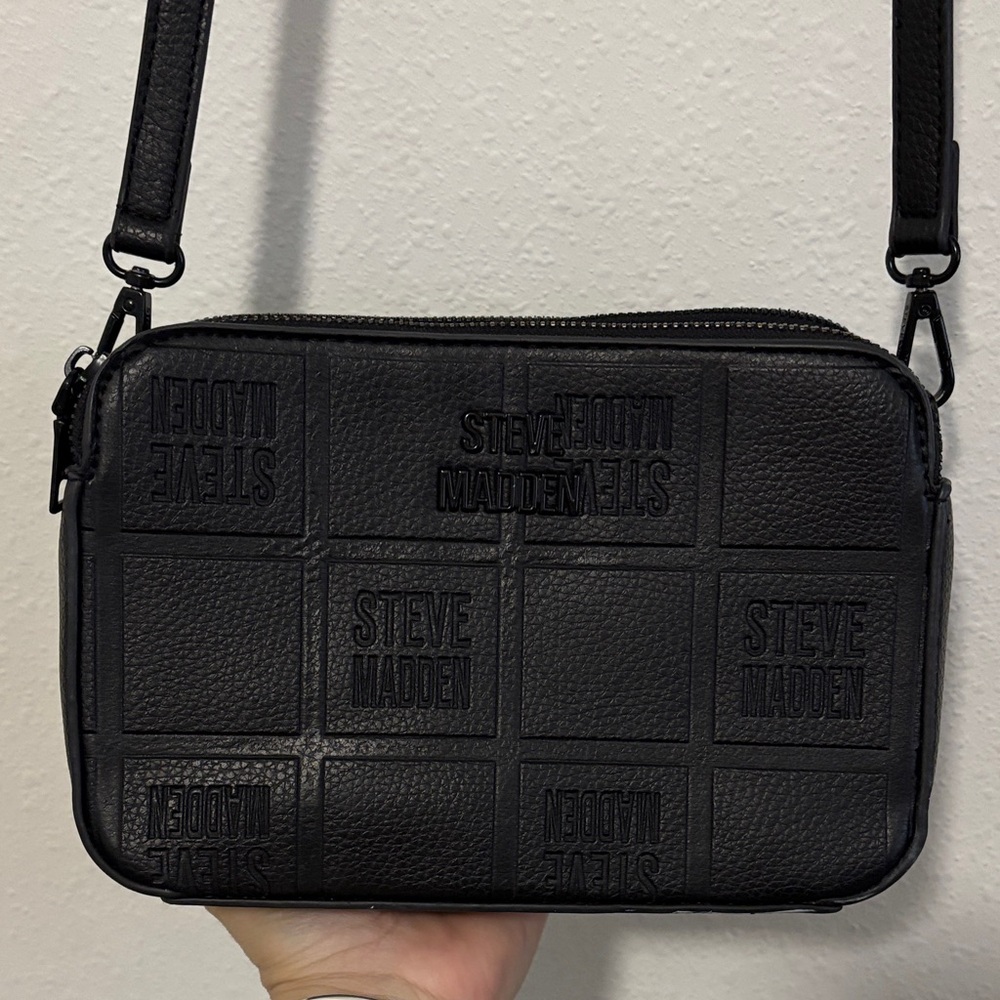 Steve Madden Embossed Black Messenger Bag